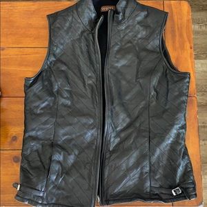 Black leather vest